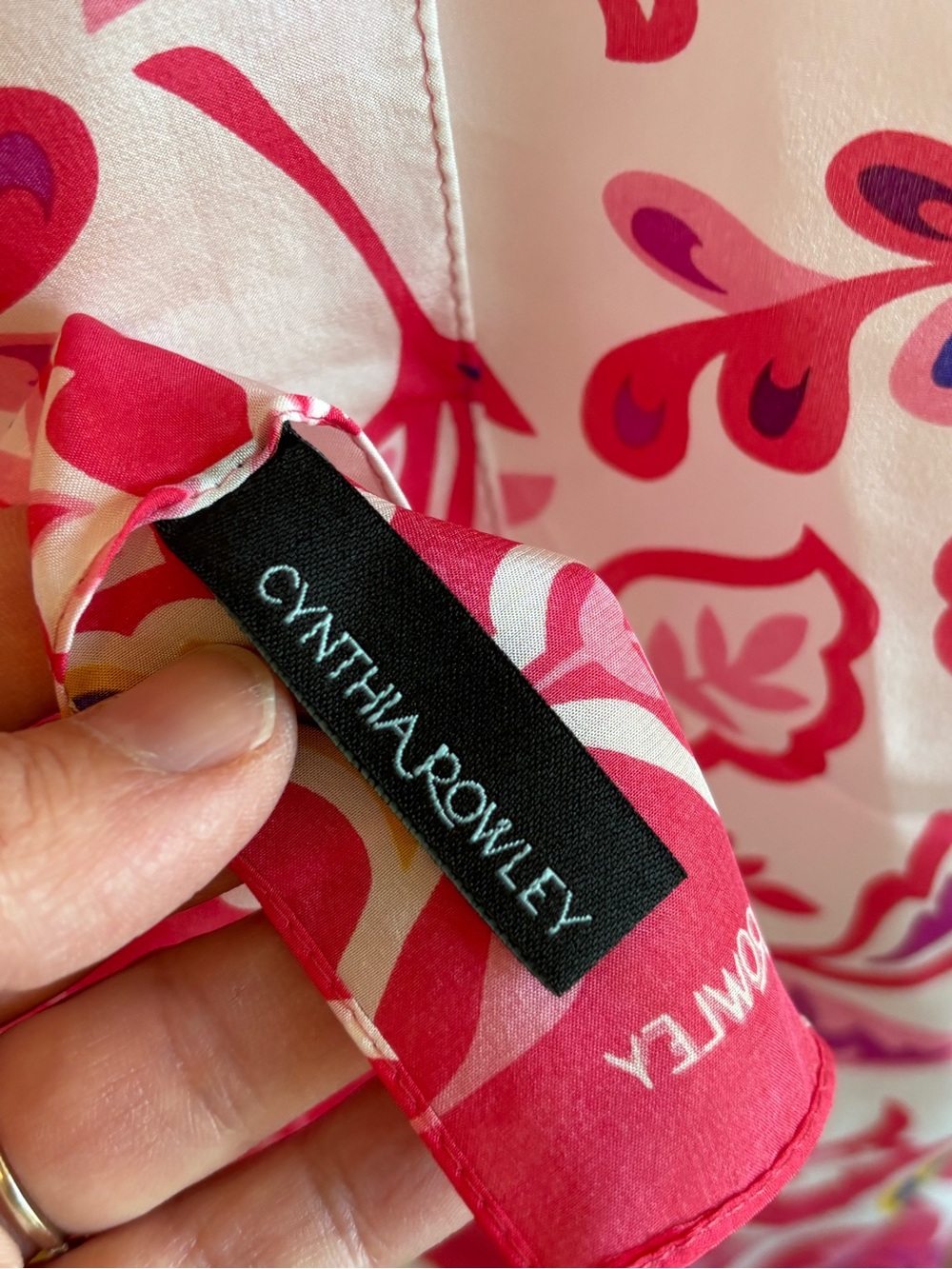 Bundle 2/$30! Cynthia Rowley Silk Scarf Pink Floral - Picture 4 of 8